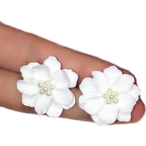 Classics Big White Flower Earrings Party Casual Holiday pendientes mujer moda Simple Jewelry