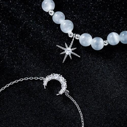 Zircon Star Moon Opal Womens Bracelet For Women Fashion Temperament Natural Stone Trend Bracelet Girl Accessories Party Jewelry