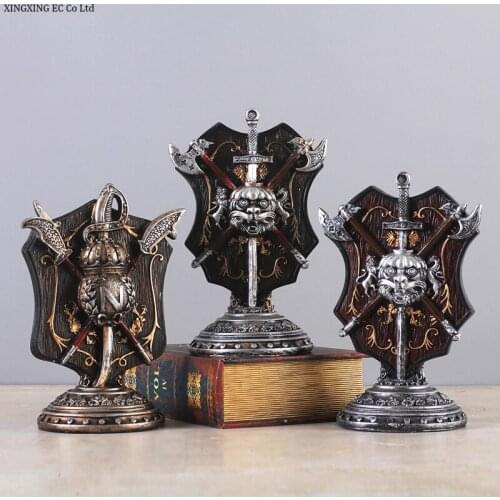 Creative Resin Retro Small Decoration Crafts Room Office Art Shield Desktop Decoration European Home Decoration Accessories