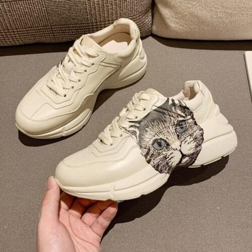 Old Dad Shoes Woman Genuine Leather Sneakers Femme Thick Sole Buffalo Shoes Casual Platform Shoes Totem Woman Vulcanize Shoes