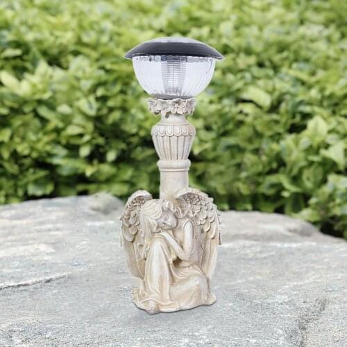 Little Angel Shaped Light Outdoor Garden Lawn Figure Statue LED Resin Ornaments Crafts Home Furnishing Solar Powered Lamp Decor