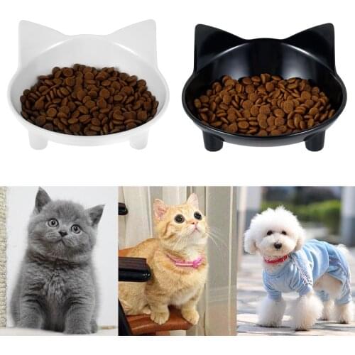Cute Pet Cat Bowls Ears Shaped Food Water Feeding Wide Bowl Nonslip Storage Feeder Dish Utensil White Black Pets Blow