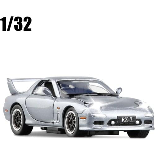 1:32 Mazda FD RX7 Alloy Car Model With 4 Door Diecast Sports Car With Lights Sound Kids Toys Free Shipping