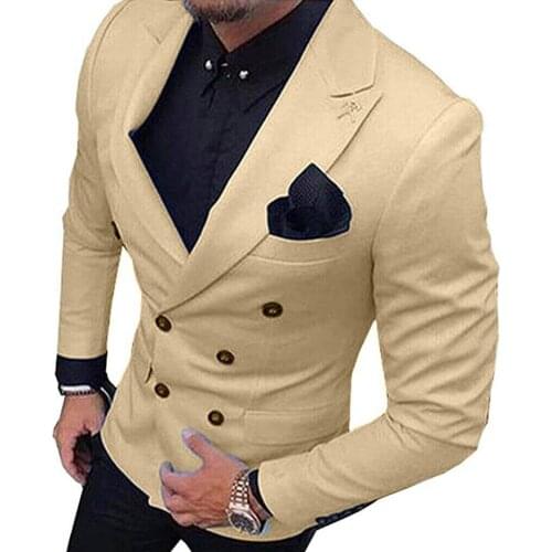 Champagne Mens Double Breasted Blazer Suit Jacket 1 Pieces Notch Lapel Blazer Jacket For Weeding Party(Only Jacket)