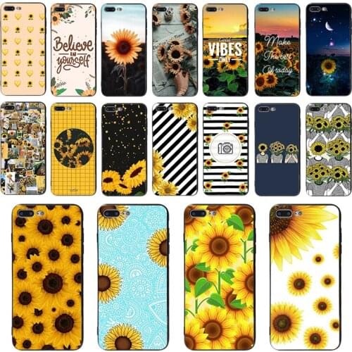 Sunflower art pattern print Soft phone case for iphone 8 7 6s 6 plus 11 pro max X XS XR cover 5 se 5s 10 TPU luxury shell Coque