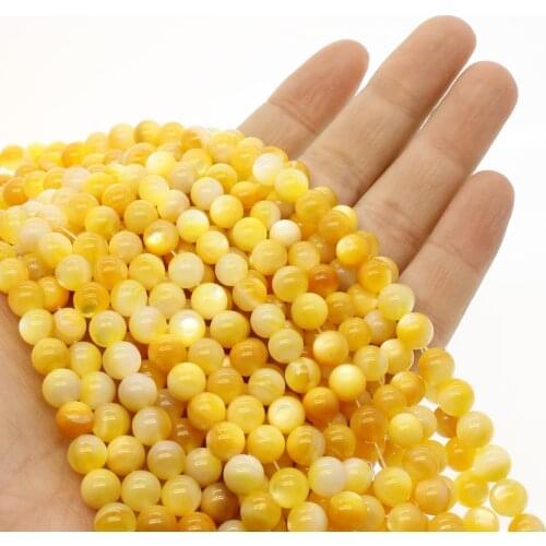 Natural Shell Scattered Beads Round Shape 4-8mm HuangBei Shell Loose Beads Strand High quality DIY For Making Necklace Bracelet