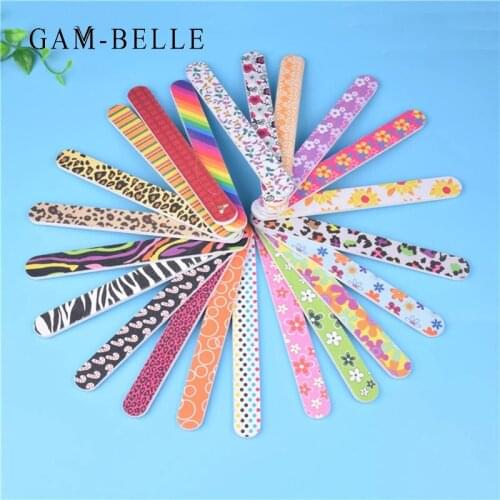 GAM-BELLE 4 Pcs/Lot Sandpaper Nail File Coloful Double-sided Nail Buffer Set Professional Grinding Polishing Manicure Care Tools