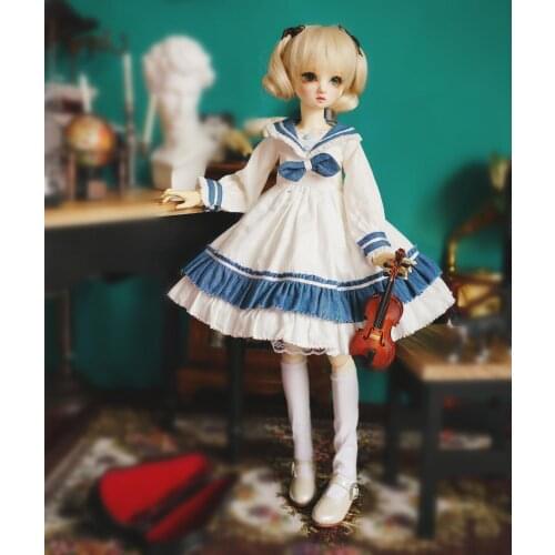 Fashion Doll Clothes Dress for Dolls BJD 1/4 1/3 1/6 Dolls Accessories,Navy Style Student Dresses for Girl Dolls