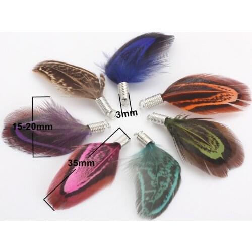 OlingArt 6pcs/lot 35MM Natural pattern multicolor mixing feathers tassels necklace Earrings DIY Jewelry Making Pendant