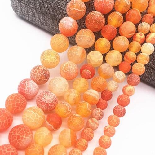 Wholesale 6/8/10mm Frost Cracked Dream Fire Dragon Veins Round Loose Bead For Jewelry Making 15" Diy Bracelet&Necklace #08