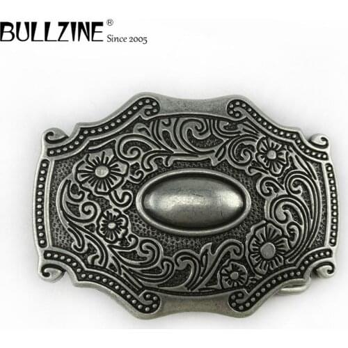 Bullzine wholesale zinc alloy western belt buckle antique silver finish FP-03670 heavy LUXURIOUS cowboy jeans gift belt buckle