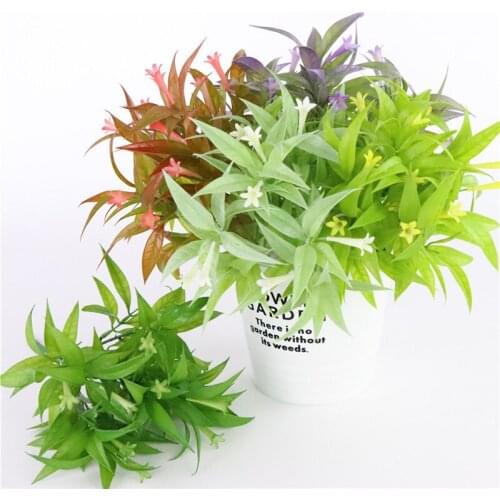 Artificial Plants Plastic Grass Artificial Leaves Wall Green Plant Accessories Wedding Decoration Potted Fake Flowers