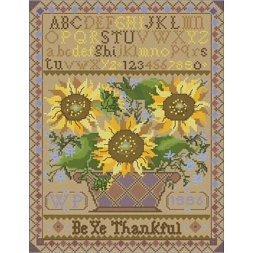 Sunflower basket patterns Counted Cross Stitch 11CT 14CT DIY wholesale Chinese Cross Stitch Kits Embroidery Needlework Sets