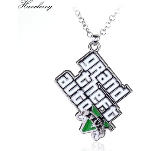 Hot Game GTA Necklace Grand Theft Auto Pendant Jewel Letter Grand Theft Auto V Gift Jewelry for Game Fans