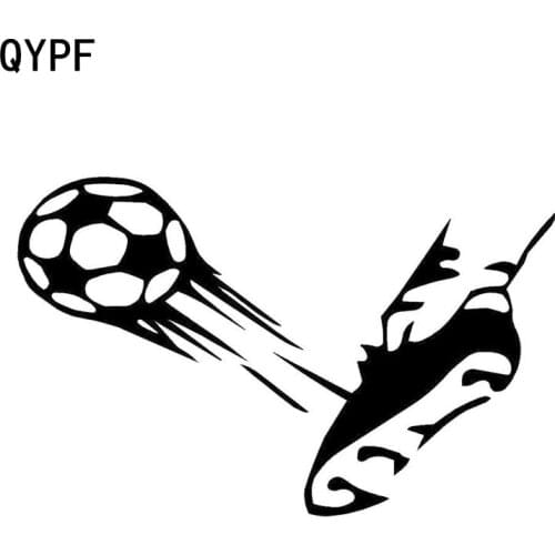 QYPF 17CM*10.8CM Car Styling BALL KICK SHOE SOCCER Sports Car Stickers Black Silver S2-0428