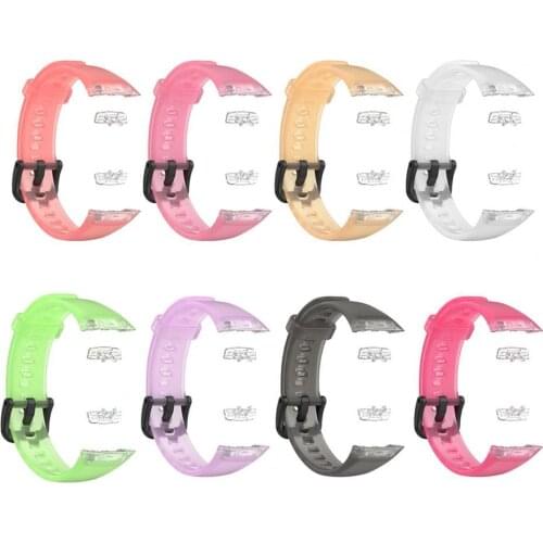 21mm TPU Watch Band Skin-friendly Breathable Transparent Waterproof Smart Wristwatch Strap for Huawei Band 6
