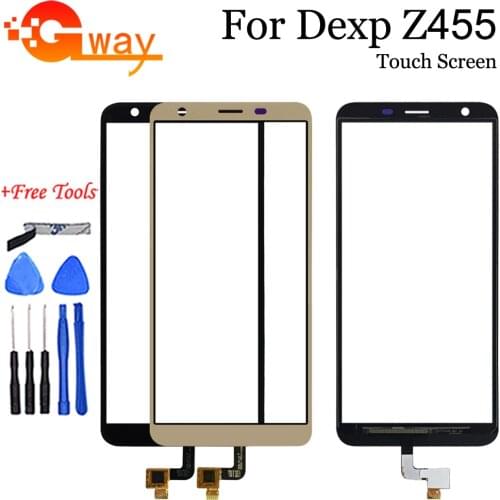 5.45" For DEXP Z455 Touch Scree Digititer Sensor Touch Panel Front Glass Black Gold Color Tools With Adhesive Tape