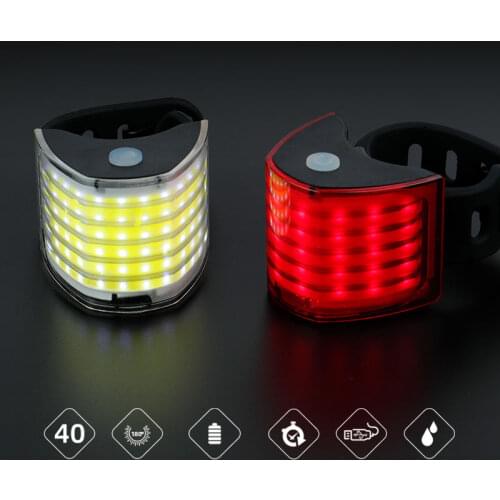 Bicycle 40 LED Chips Wide View Warning Light Cycling Safety USB Charge Rear Lamp Red White Tone Mode Memory Seatpost Lantern