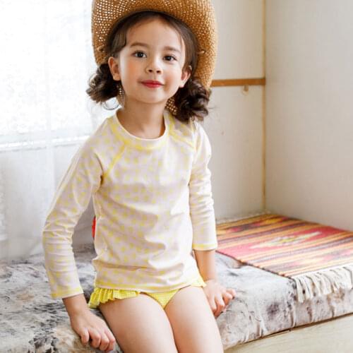 Vivo- biniya Brand New Kid Girls Two-piece Long Sleeve Swimsuits UPF50+ with Swimming Cap Sun Protection Beach Shirt for Kids