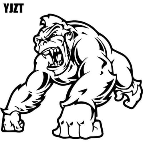 YJZT 16.9CM*15CM Fierce Gorilla Creative Decoration Car Sticker Body Of Car Vinyl Decal Black/Silver C4-1849