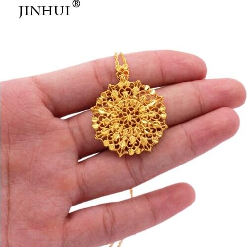 Jewelry pendant necklace for 24K gold 45cm chain women wife gifts Girl link chain dubai African wedding gifts party Jewelry
