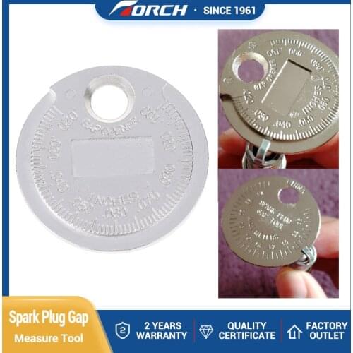 Measurement Coin-Type 0.6-2.4mm Range Spark Plug Gage Candles SparkPlug Gap Gauge Tool Stainless Key Ring Keychain Sizes Match