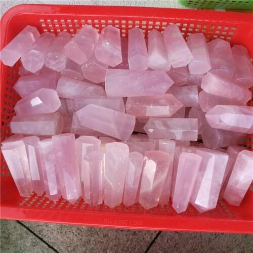 1kg Natural Rose Quartz Crystal Point Wand Pink Crystal Quartz Tower Rose Crystal Obelisk Flat Bottom Healing gemstone
