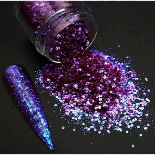 1 Box Chameleon Nail Glitter Flakes Holographic Mix Hexagon Sequins Chrome Powder Decorations For Manicure Nails Art Accessories
