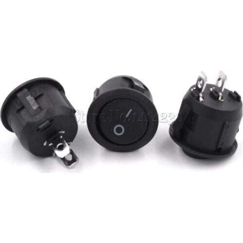 10Pcs 23mm Diameter Big Round Rocker Switches Round Black White Red 2 Pin ON-OFF Rocker Switch 10A/125V 6A/250V