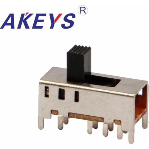 10PCS SS-23F10 2P3T Double pole three throw 3 position slide switch 8 solder lug pin verticle type with 4 fixed pin