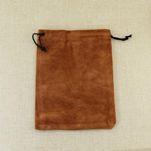 15x20cm 10Pcs/lot Coffee Velvet Bag Cute Drawstring Pouch Jewelry Packaging Bags Favor Flocking Christmas Wedding Gift Bags