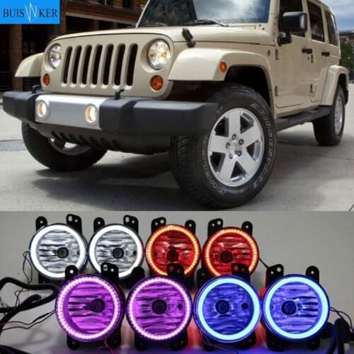 2PCS For JEEP Wrangler Journey Car LED Fog Light Angel Eye Daytime Running Light White Red blue purple