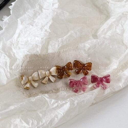 CHOWLEE Acrylic Resin Bow Earrings Sweet Retro Cold Wind Personality S925 Earrings Girl Simple Trendy Earrings