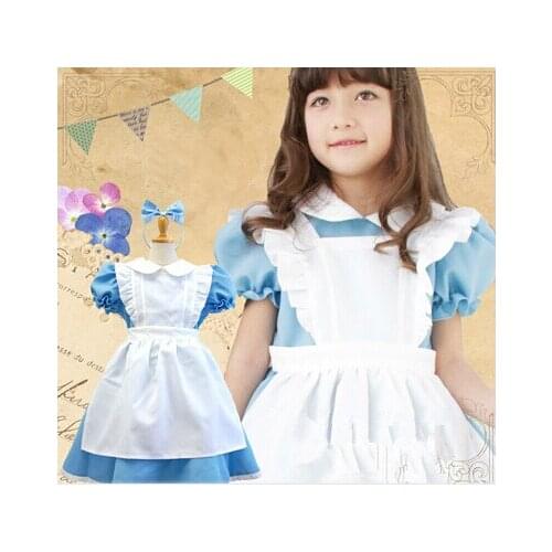 Halloween Kids Girls Deluxe Alice In Wonderland Blue / Pink Party Dress Alice Dream Kids Lolita Cosplay Costume