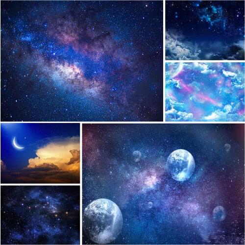 Starry Sky Space Photographic Backgrounds Customized Backdrop Photo Studio for Children Birthday Party Baby Shower Photophone