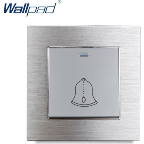 Doorbell Switches Momentrary contact Wallpad Wall Light Switch Silver Metal Panel Push Reset Rocker Switches Interrupteur
