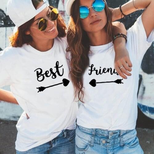 Best Friends T shirt Women T-shirt Summer Short Sleeve Sister Bff T Shirt Women Tshirt Top White Casual Tee Shirt Femme