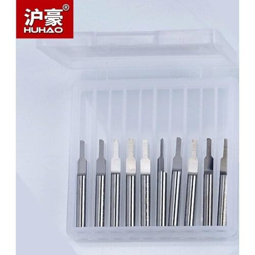 HUHAO 10pcs/lot Shank 3.175mm Parallel Carbide PCB Engraving Bit CNC Milling Cutter 1mm 1.2mm Tungsten Steel End Mill