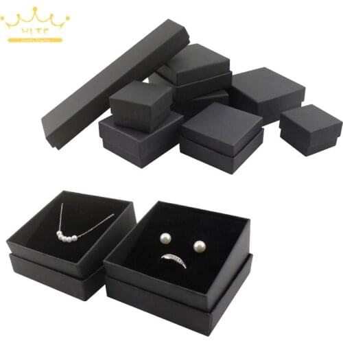 Jewelry Box Necklace Holder Ring Packaging Box Kraft Paper Jewellry Store Gift Box Earring Container Pendant Box Black 6pcs/Lot