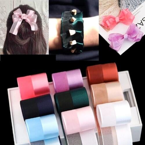 20meters/Lot 38mm DIY Ribbon Bow Hair Wedding Christmas Decoration Semi-satin semi-yarn ribbons