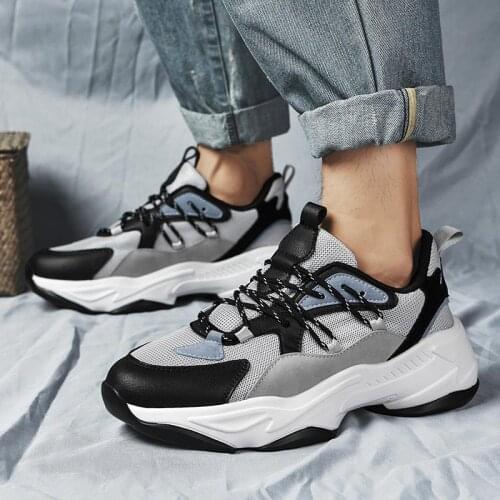 Large Size Summer Height Sneakers Man Running Shoes Men Sports Shoes for Boys Footwear for Sport for Men Gray Walking Flat A-777