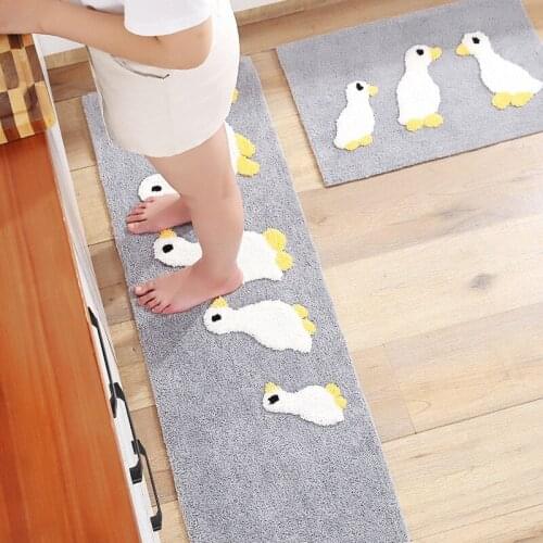 Cute Duck Print Rectangle Carpet Bedroom Door Entrance Mat Bathroom Toilet Kitchen Absorbent Non-Slip Floor Modern Home Decor