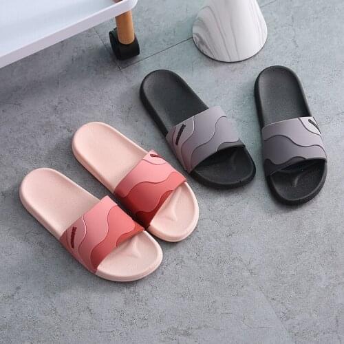Fashion Summer Couple Slippers Female Solid Color Home Indoor Thick Bottom Sandals Comfortable Non Slip Flat Shoes