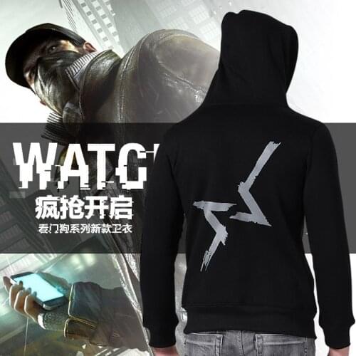 Watch Dogs Sweatshirt Series Dogs Mens Fleece Sportswear Hoodies Casual Autumn/Winter Hooded zipper Jacket Outerwear Cotton