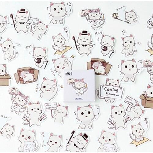 Candy Poetry cute happy cat mini paper diary sticker Scrapbooking Decoration label 1 lot = 1 pack = 45 pcs