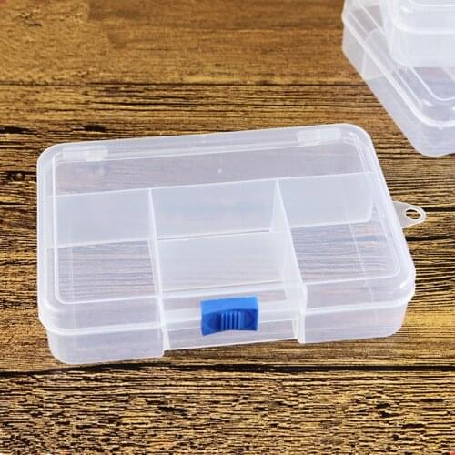 Plastic Jewelry Box Storage Case Craft Jewelry Organizer Boxes Beads 5 Grids (stable) Jewelry Kits Box DIY