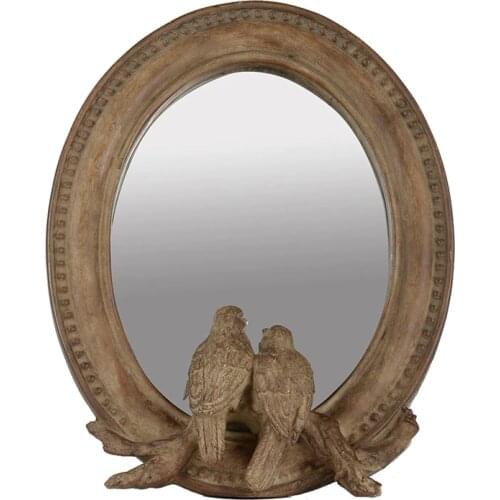 Powkhome Desktop mirror vintage Frame Vanity Mirror Decorative birds Wedding Home Decorative Oval Shape Mirror Home Decora