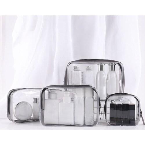 Transparent Cosmetic Storage Bag Portable Waterproof PVC Hand-Held Bag Travel Storage Bags Skin Care Bathroom Toilet Bag