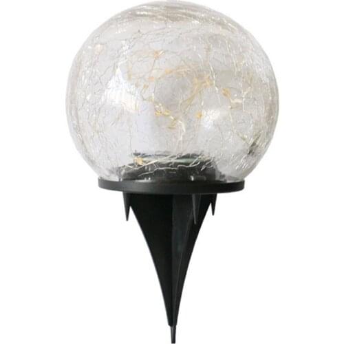 Garden Solar Light Ball Outdoor LED Lawn Lamp Decorative Cracked Glass Ball Light For Patio Courtyard Landscape Lighting