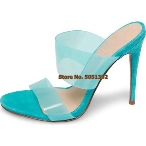 Women High Thin Heel Transparent PVC Clear Sandals Open Toe Sexy Fashion Crystal Causal Slippers